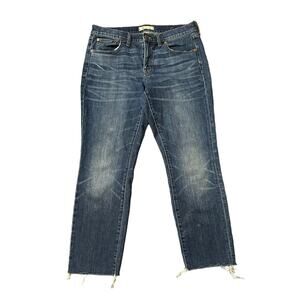 Madewell dark wash slim boyjean raw hem jeans size 28